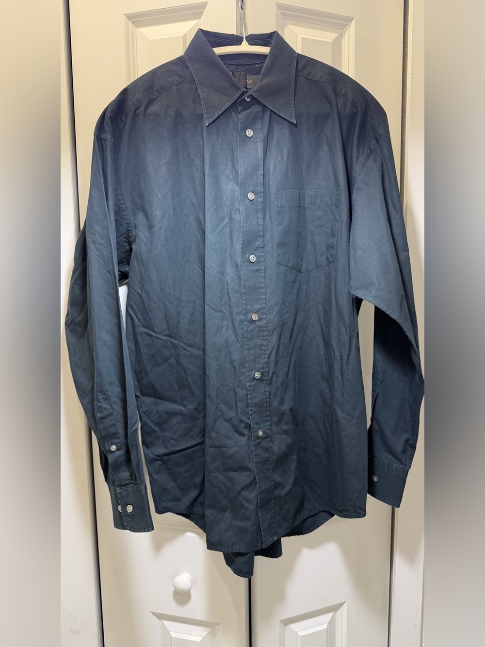 Banana Republic Mens Large Black Cotton Long Sleeve Button Up Dress Pocket Shirt
